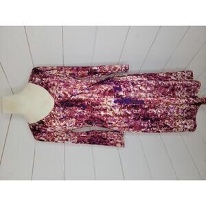 Dana Buchman medium burgundy cream & purple midi dress